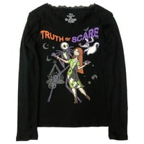 Nightmare Before Christmas Girls Long Black Halloween T-Shirt Tee Shirt M (8)