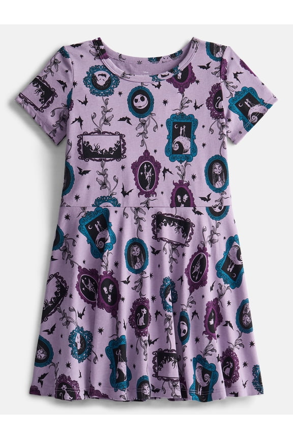 Girls Print Skater Dress with Short Sleeves, Sizes 4-12