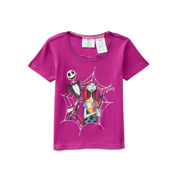 Disney Nightmare Before Christmas Girls Short Sleeve Graphic T-Shirt, Sizes 4-16