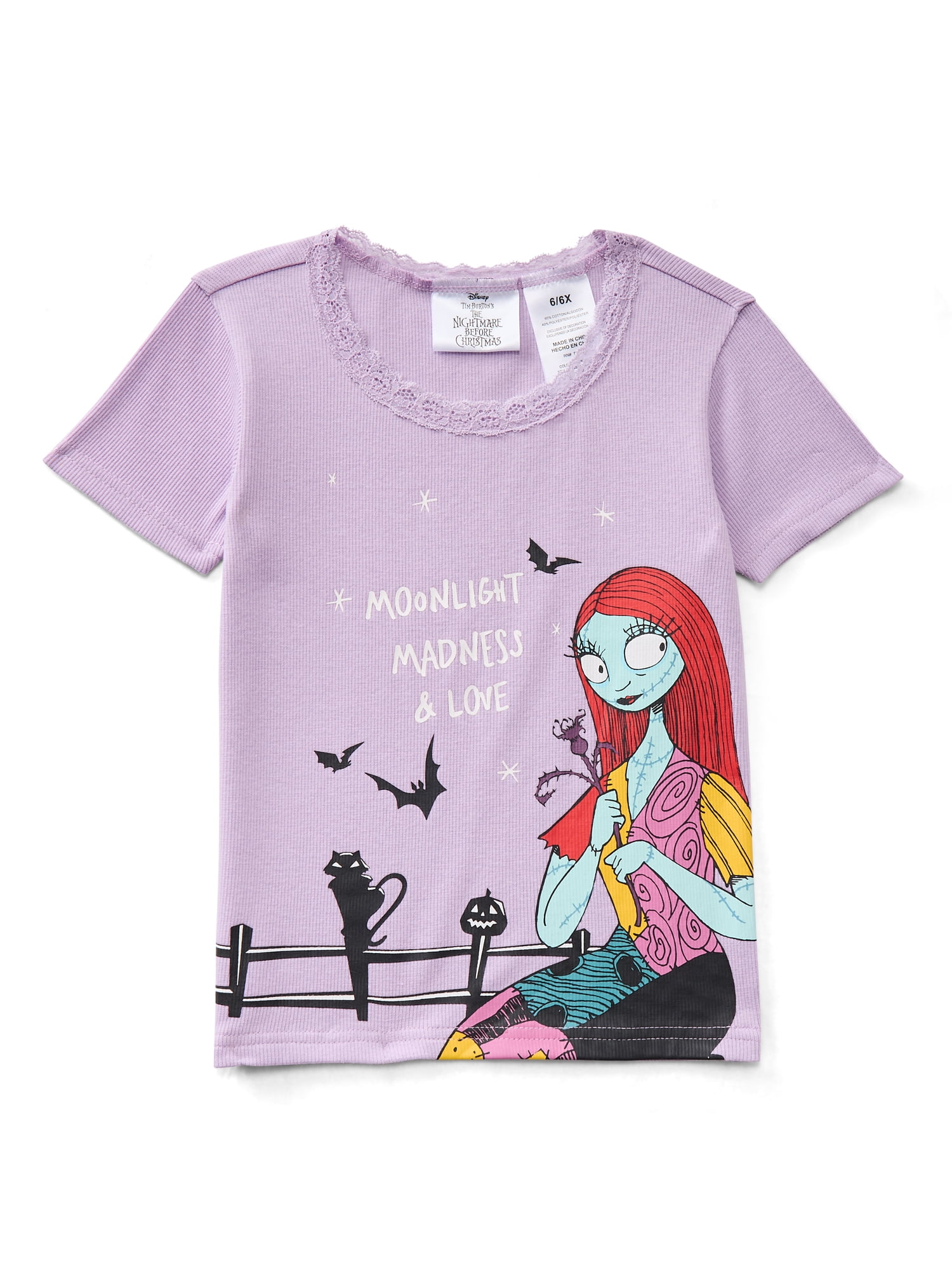 Disney Nightmare Before Christmas Girls Short Sleeve Graphic T-Shirt, Sizes 4-16