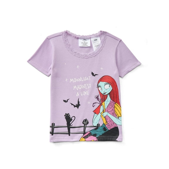 Disney Nightmare Before Christmas Girls Short Sleeve Graphic T-Shirt, Sizes 4-16