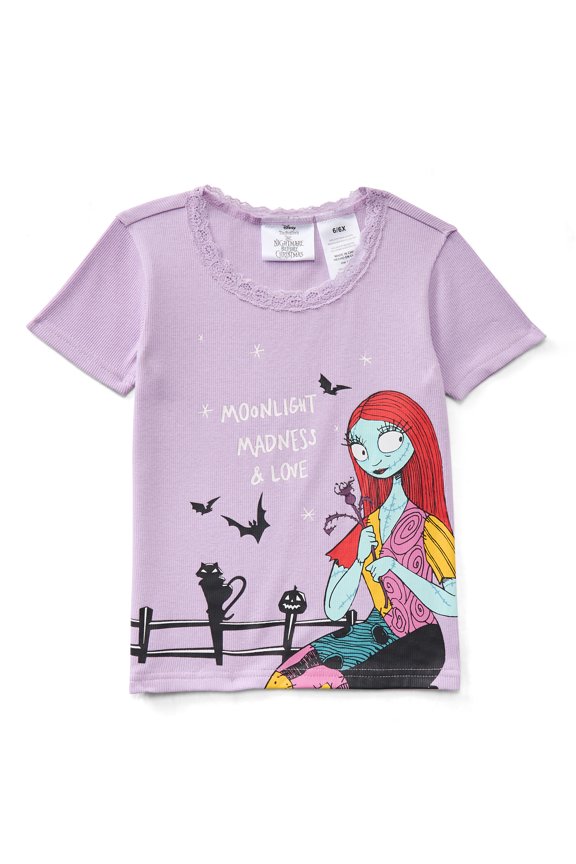 Disney Nightmare Before Christmas Girls Short Sleeve Graphic T-Shirt, Sizes 4-16
