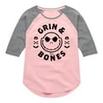 thumbnail image 1 of The Nightmare Before Christmas - Grin And Bones - Toddler And Youth Girls Raglan Graphic T-Shirt, 1 of 4