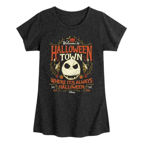 The Nightmare Before Christmas - Halloween Town Sign - Toddler And Youth Girls Short Sleeve Graphic T-Shirt