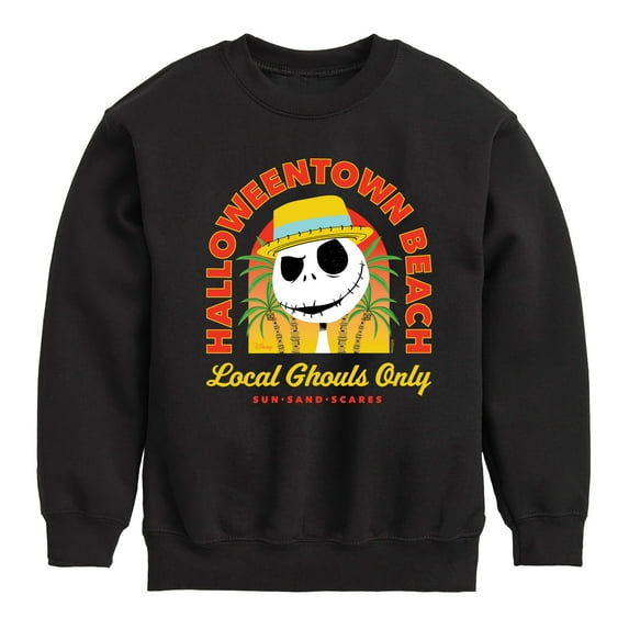 Nightmare Before Christmas - Halloweentown Beach - Local Ghouls Only - Sun Sand & Scares - Toddler And Youth Long Sleeve Graphic T-Shirt