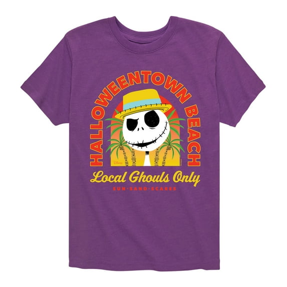 Nightmare Before Christmas - Halloweentown Beach - Local Ghouls Only - Sun Sand & Scares - Toddler And Youth Short Sleeve Graphic T-Shirt