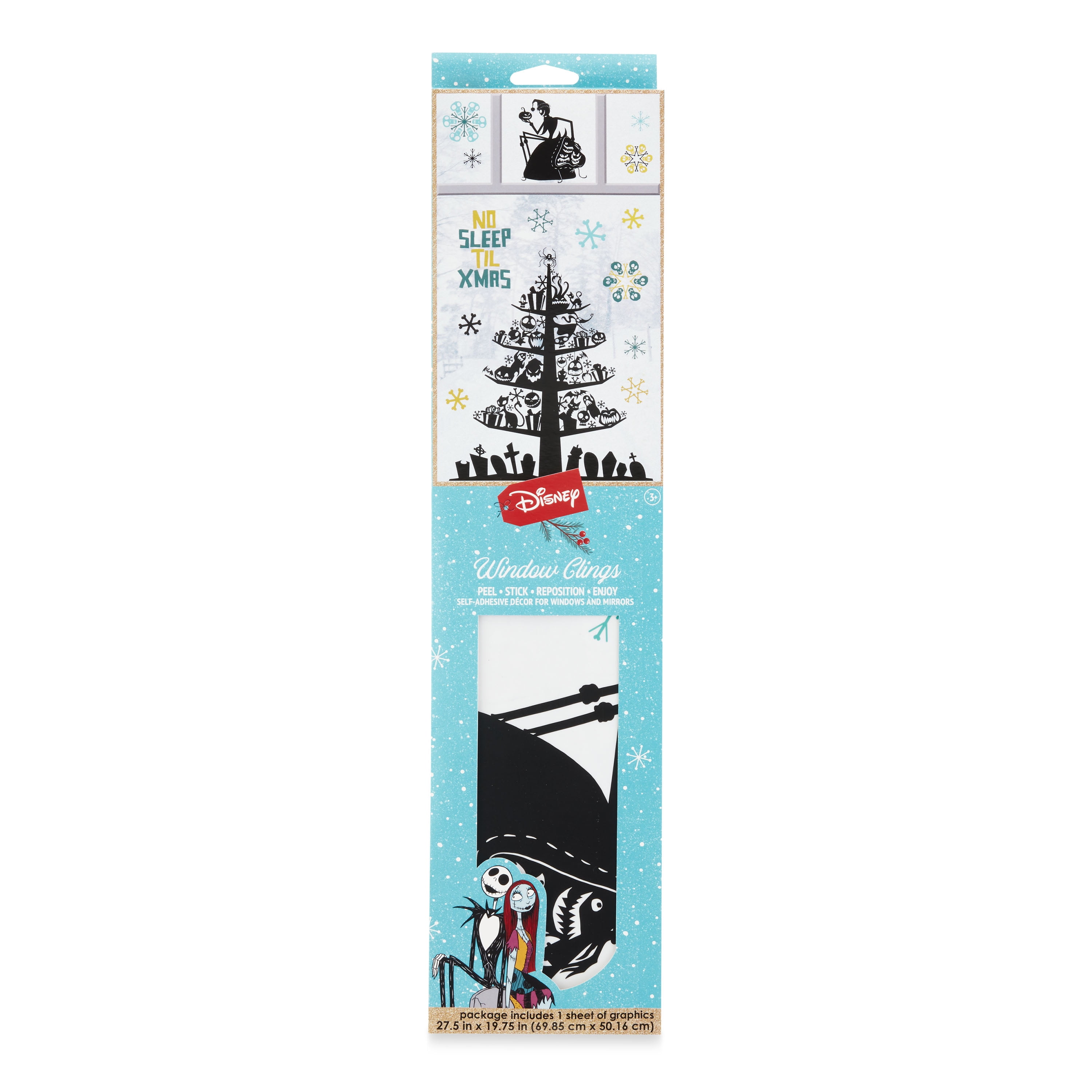 Nightmare Before Christmas Holiday Window Cling Christmas Tree Peel & Stick