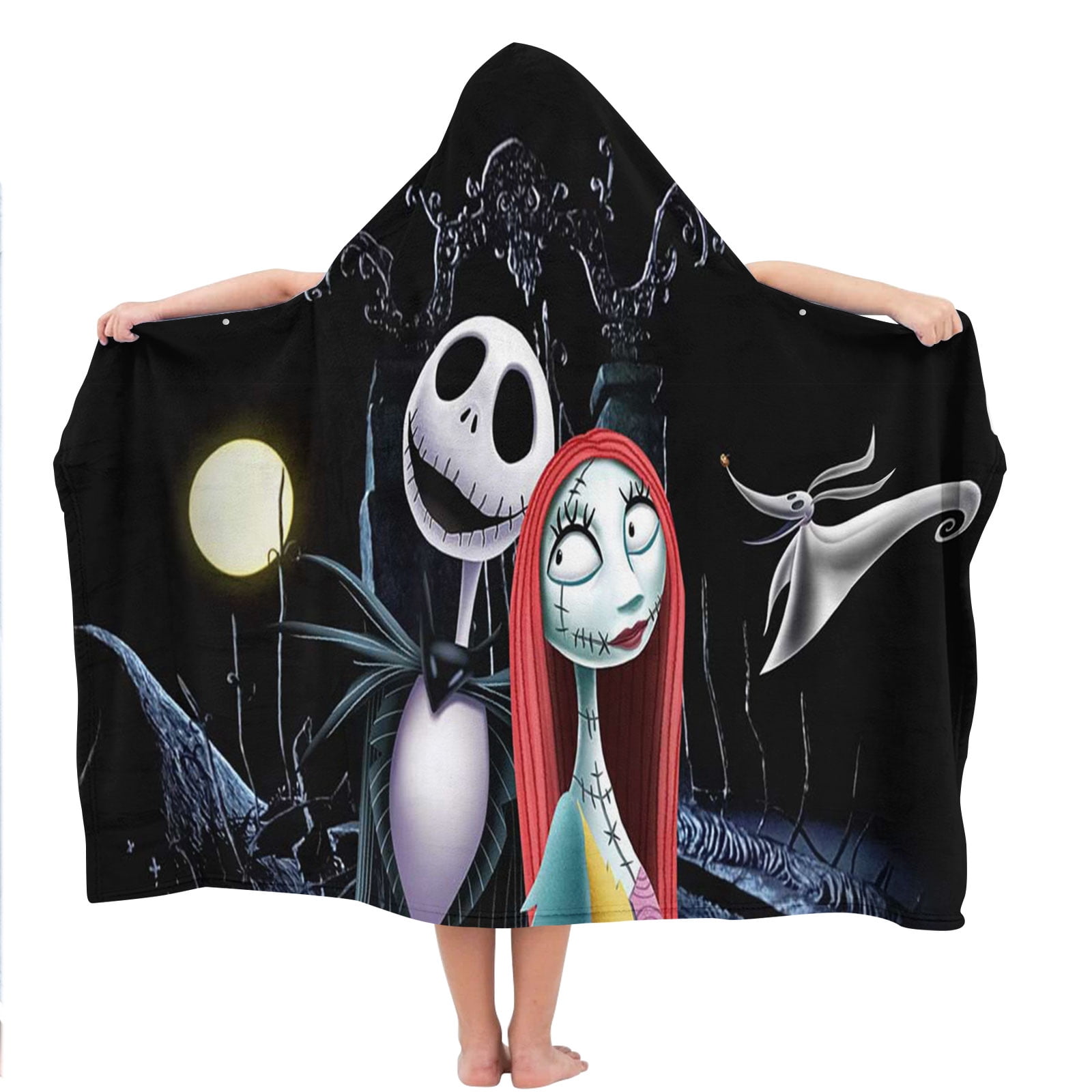 Nightmare Before Christmas Hooded Kids Beach Towels Toddler Microfiber Bath Absorbent Pool Wrap Hat Swim Cover-ups Poncho