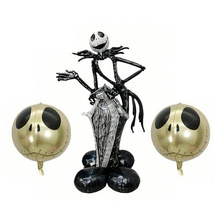 Nightmare Before Christmas Jack Balloons, Standing Skull Halloween Ornaments (3 Pack)