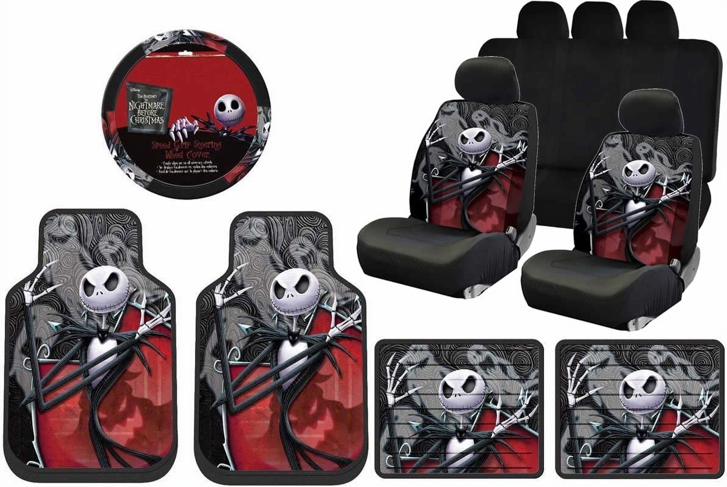 Nightmare Before Christmas Jack Ghostly Front Rear Mats Steering Wheel Seat covers Free Universal Bench