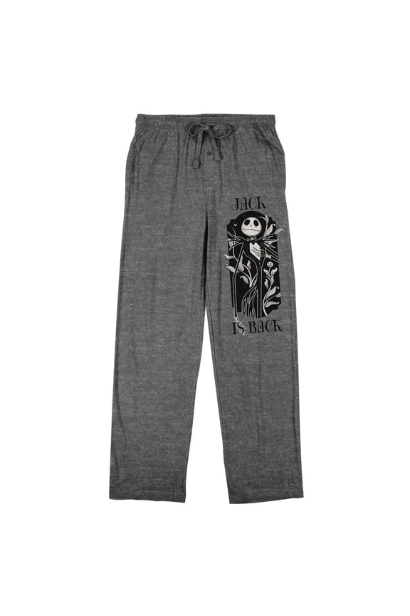 Nightmare Before Christmas Jack Is Back Adult Gray Heather Sleep Pajama Pants-XS