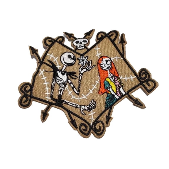 Nightmare Before Christmas Jack & Sally 4 Inches Tall Embroidered Iron On Patch