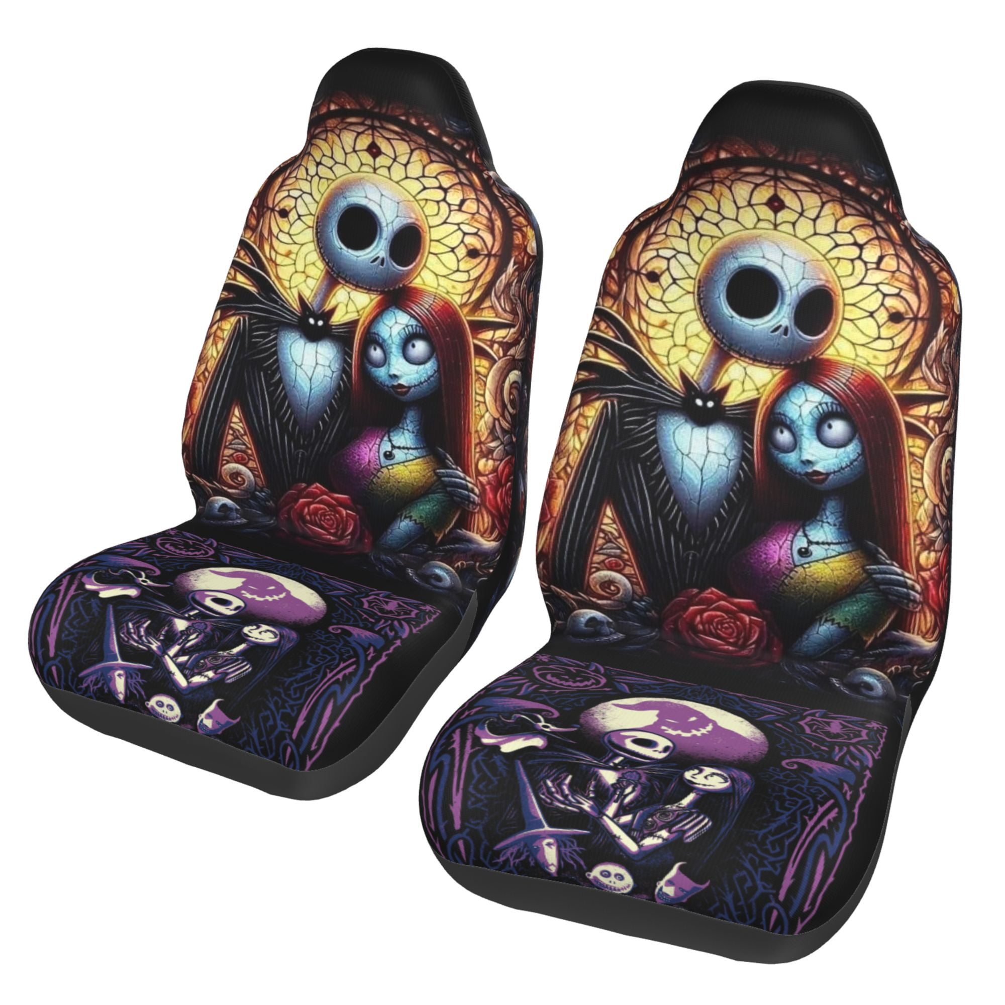 Nightmare Before Christmas Jack Sally Car Seat Covers Front Auto Washable Breathable Seat Cover for Cars Universal Fit Most Cars SUV Sedan Van