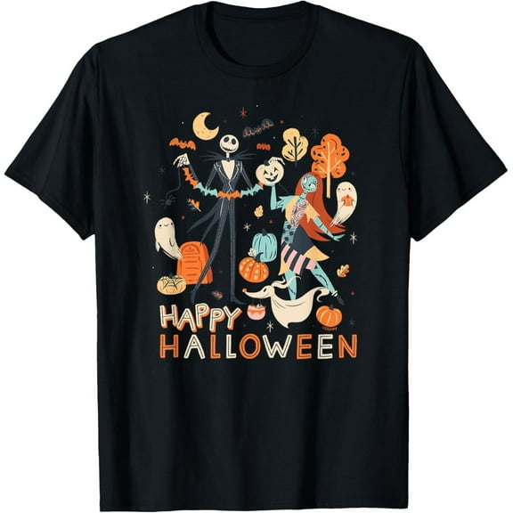 Nightmare Before Christmas Jack & Sally Halloween T-Shirt – Spooky Holiday Tee