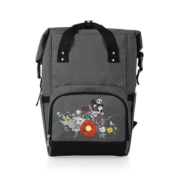 Nightmare Before Christmas - Jack & Sally - On The Go Roll-Top Backpack Cooler, Heathered Gray
