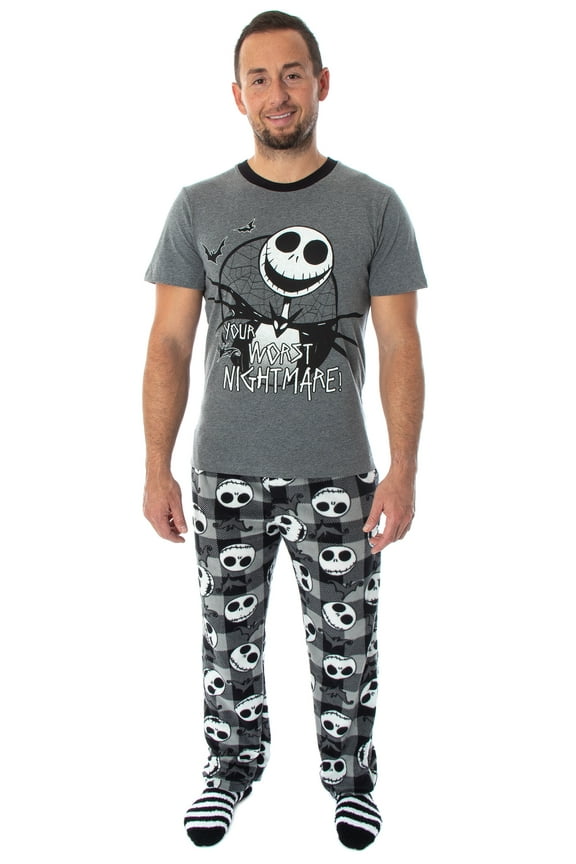 Nightmare Before Christmas Jack Skellington 3 Piece Gift Set Pajama Pants, Shirt, and Cozy Socks