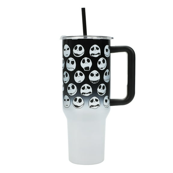 The Nightmare Before Christmas Jack Skellington Vacuum Insulated 40 Oz. Stainless Steel Tumbler with Leak-Proof Lid & Easy Carry Handle for Travel or Home