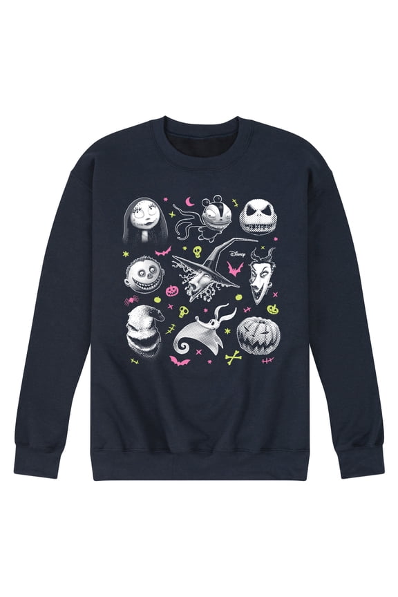 Nightmare Before Christmas - Jack Skellington And Friends Grid -Men's Crew Fleece Sweatshirt