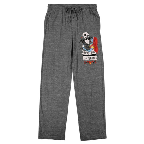 Nightmare Before Christmas Jack Skellington Character Art Adult Gray Heather Sleep Pajama Pants-XXL