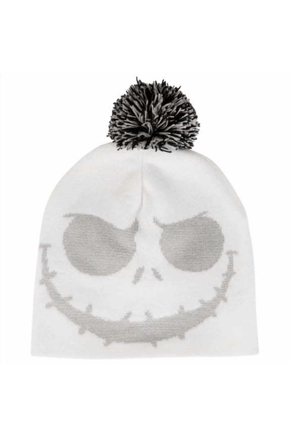 Nightmare Before Christmas Jack Skellington Pom Beanie White