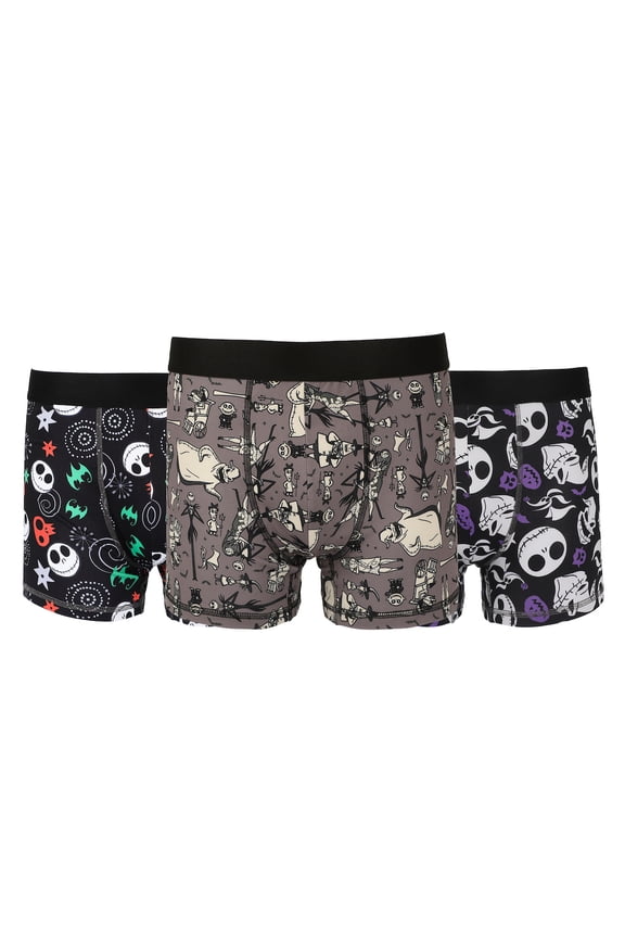 Nightmare Before Christmas Jack Skellington Spooky Icons Men's 3-Pack Boxer Briefs -Large