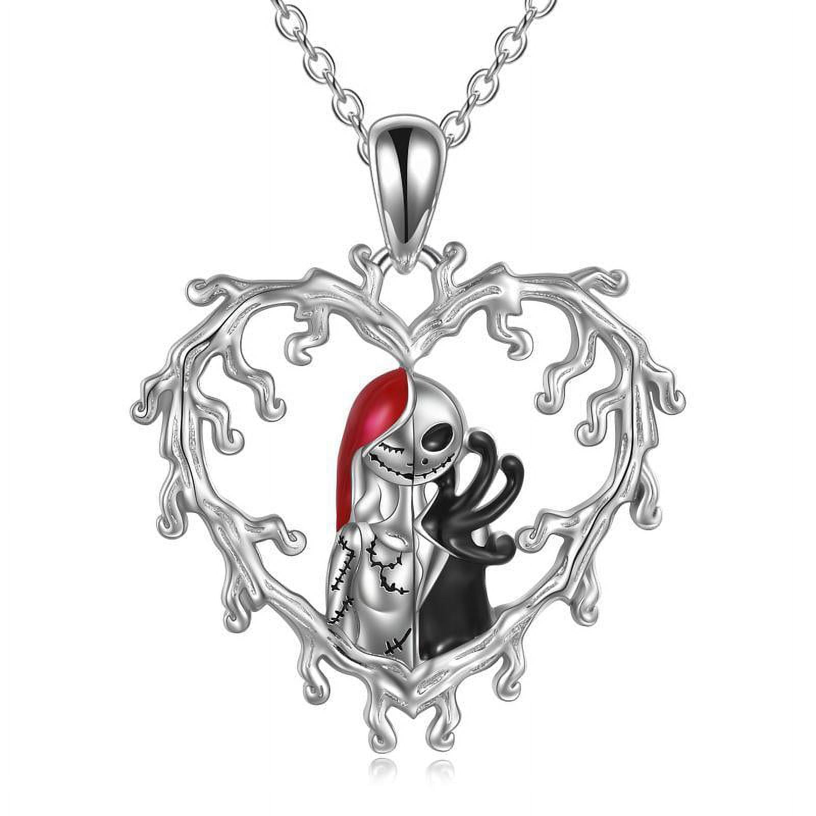 Jack Skellington and Sally Sterling Silver Necklace | Valentines necklace,  Cute love heart, Heart pendant necklace