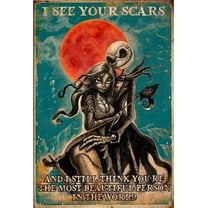 Nightmare Before Christmas Jack Skellington and Sally Tin Metal Sign I See Your Scars Inspirational Quotes Home Living Decor Wall Decor Art Gift