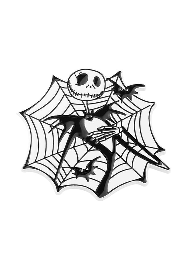 Nightmare Before Christmas Jack Skellington in Web 2" Tall Enamel Metal Pin