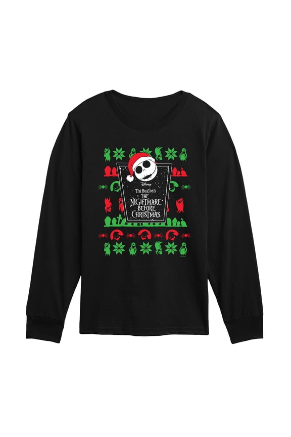 Nightmare Before Christmas - Jack Sweater - Youth Boys Long Sleeve Graphic T-Shirt