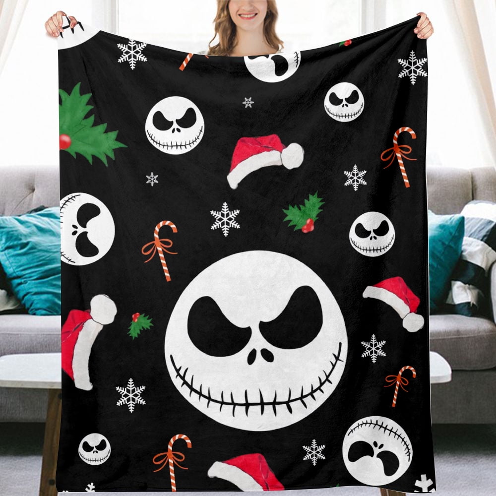 Nightmare Before Christmas Jack Throw Blanket, Fleece Flannel Holiday