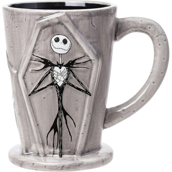 Silver Buffalo Disney Tim Burton Nightmare Before Christmas Tombstones Featuring Jack Skellington and Zero 3D Sculpted Ceramic Mug, 18 Ounces