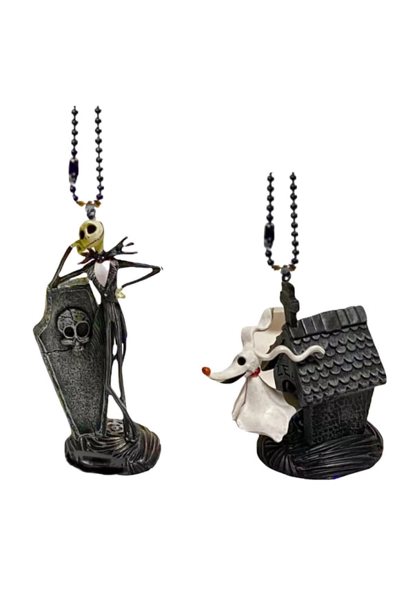 Nightmare Before Christmas Jack & Zero Keychain Dangler Figure Charm Ornament 3 New