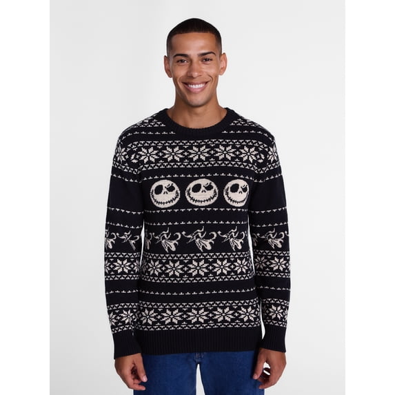 Nightmare Before Christmas Men's and Big Men's Jack & Zero Holiday Sweater, Sizes XS-3XL