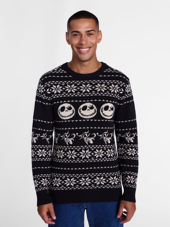 Nightmare Before Christmas Men's and Big Men's Jack & Zero Holiday Sweater, Sizes XS-3XL