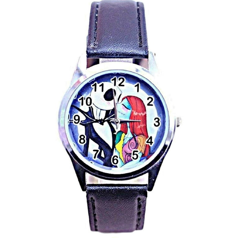 Nightmare Before Christmas Jack and Sally Leather Band Wrist Watch Walmart