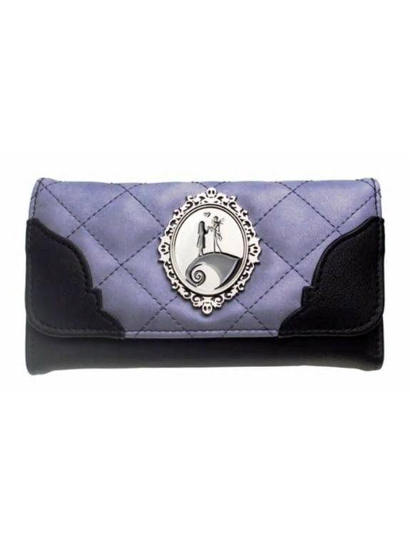 Nightmare Before Christmas Jack and Sally Metal Novelty Bifold Wallet, Purple