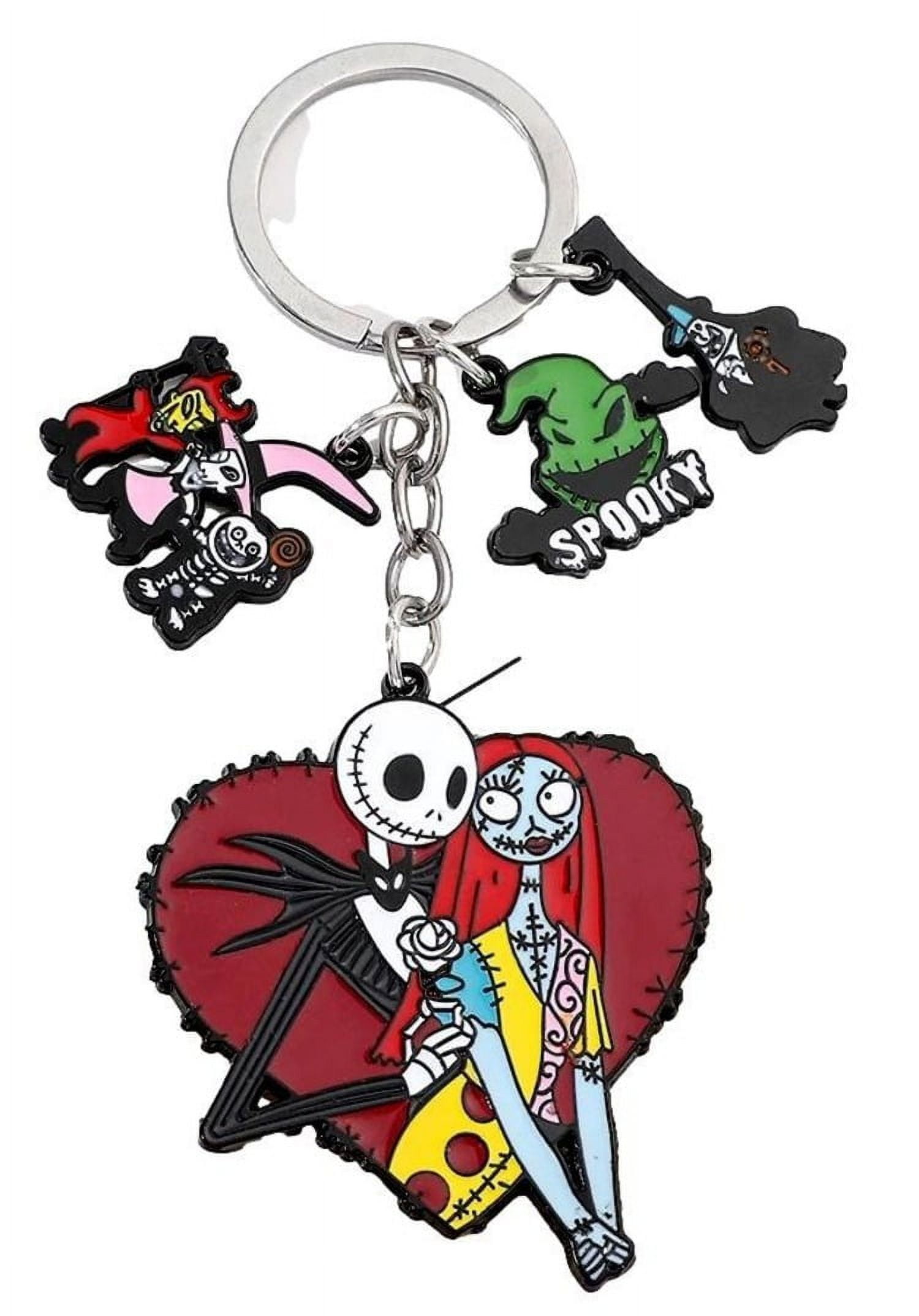MAINSTREET CLASSICS Nightmare Before Christmas Jack and Sally Themed Multi Charm Keychain Keyring