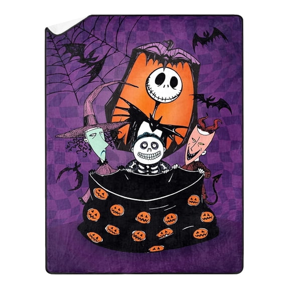 Nightmare Before Christmas Kooky Treats Disney Kids Silk Touch Throw Blanket with Sherpa Reverse, 46 x 60 inches