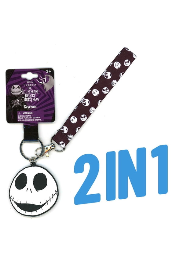 Nightmare Before Christmas Lanyard with Jack Skeleton Rubber Charm Keychain Key