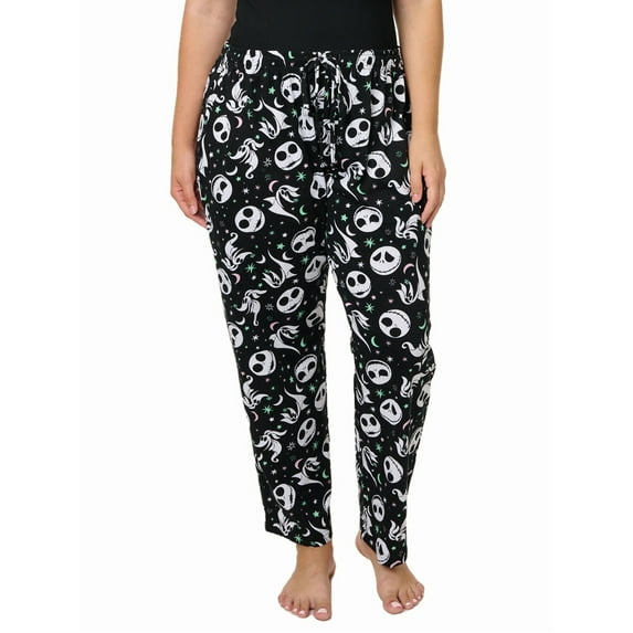 Nightmare Before Christmas Lounge Pajama Pants Cotton Womens Plus Size Black