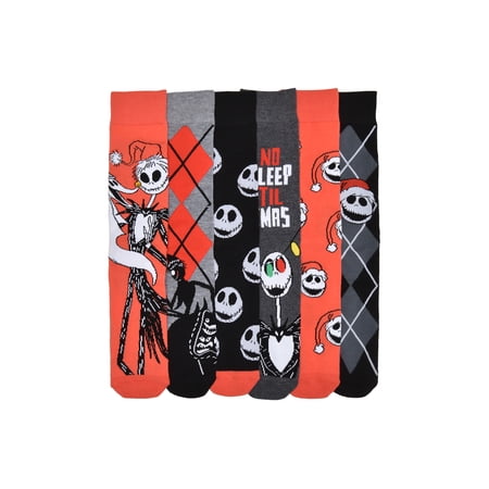 The Nightmare Before Christmas Nightmare Before Christmas Men's 6-Pack Crew Socks, Sock Size 10-13