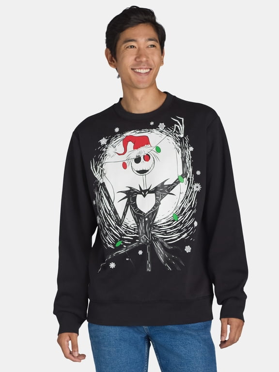 Nightmare Before Christmas Men's & Big Men's Jack Skellington Lights Graphic Sweatshirt, Sizes XS-3XL
