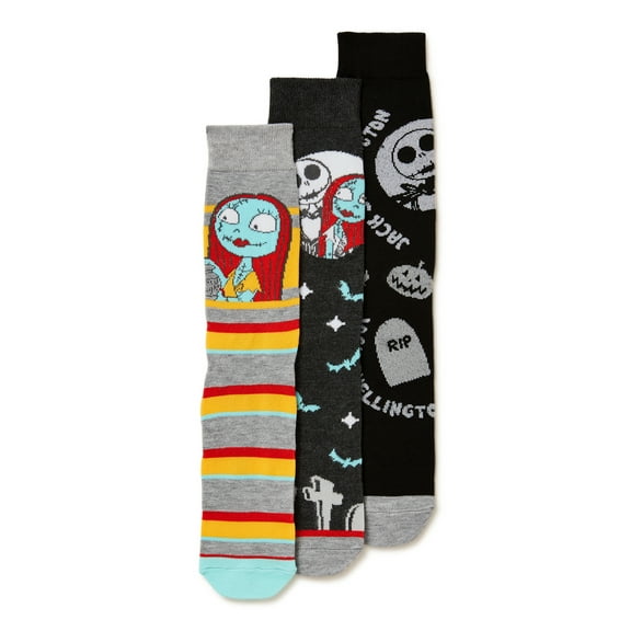 Nightmare Before Christmas Men's Crew Socks, 3-Pack