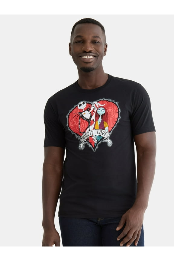 Nightmare Before Christmas Men's Valentine's Day Graphic Print Tee, Sizes XS-3XL