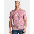 thumbnail image 1 of Nightmare Before Christmas Men's and Big Men's Flowers Toss Graphic Button Up Shirt, Sizes S-3XL, 1 of 5
