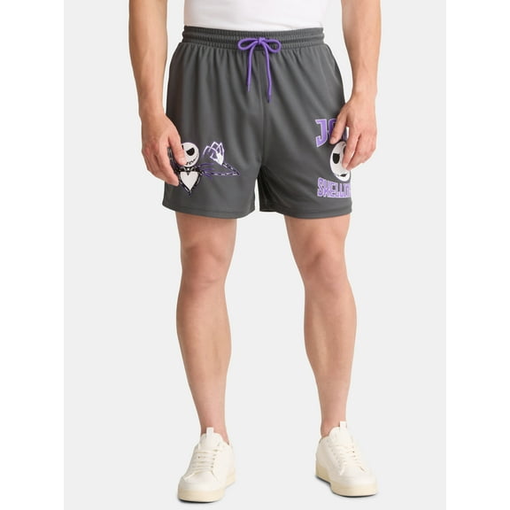 Nightmare Before Christmas Men's and Big Men's Graphic Mesh Shorts, Sizes S-3XL