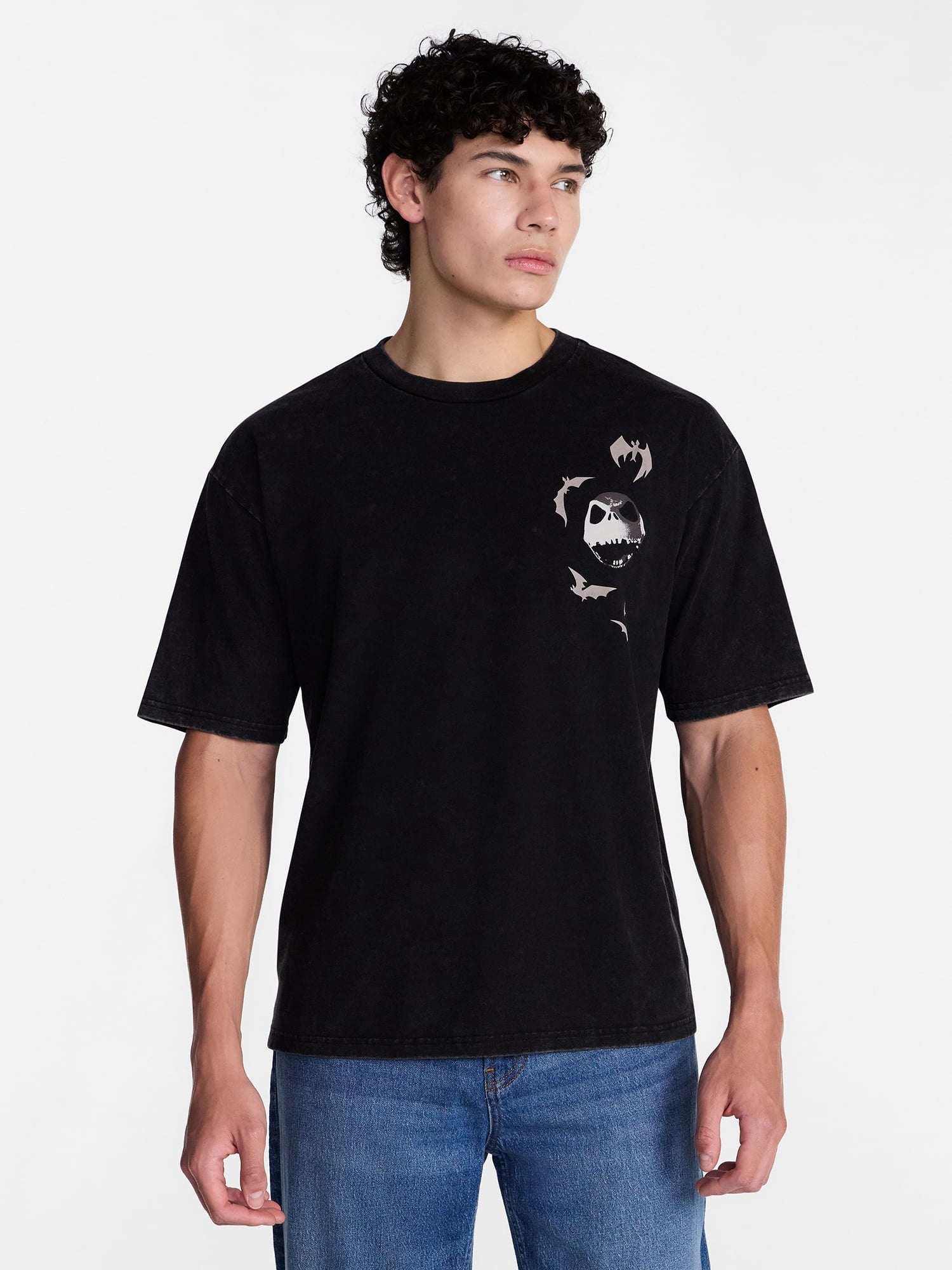 Nightmare Before Christmas Men's Jack Skellington Halloween Front and Back Graphic Tee, Sizes XS-5XL