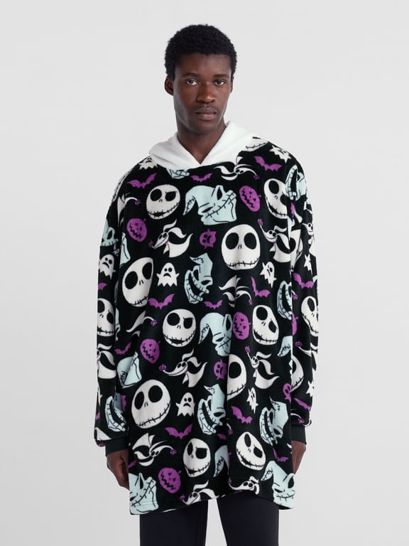 Nightmare Before Christmas Men's and Big Men's Oversized Graphic Hooded Sweatshirt, One Size Fits Most