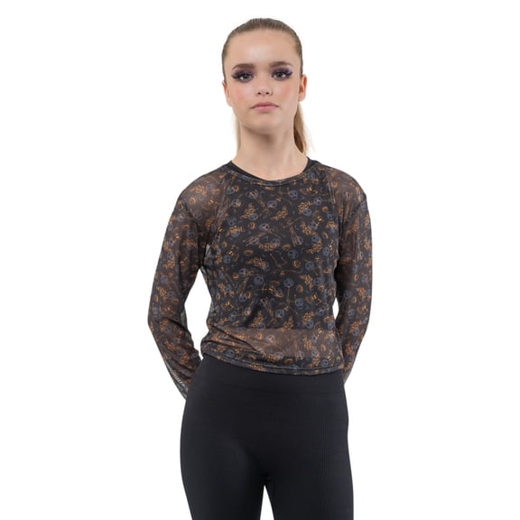 Nightmare Before Christmas Mesh Top Pumpkin King Print Cropped Girls Womens