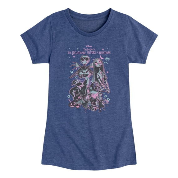 Nightmare Before Christmas - Nightmare Flowers - Youth Girls Fitted Short Sleeve T-Shirt